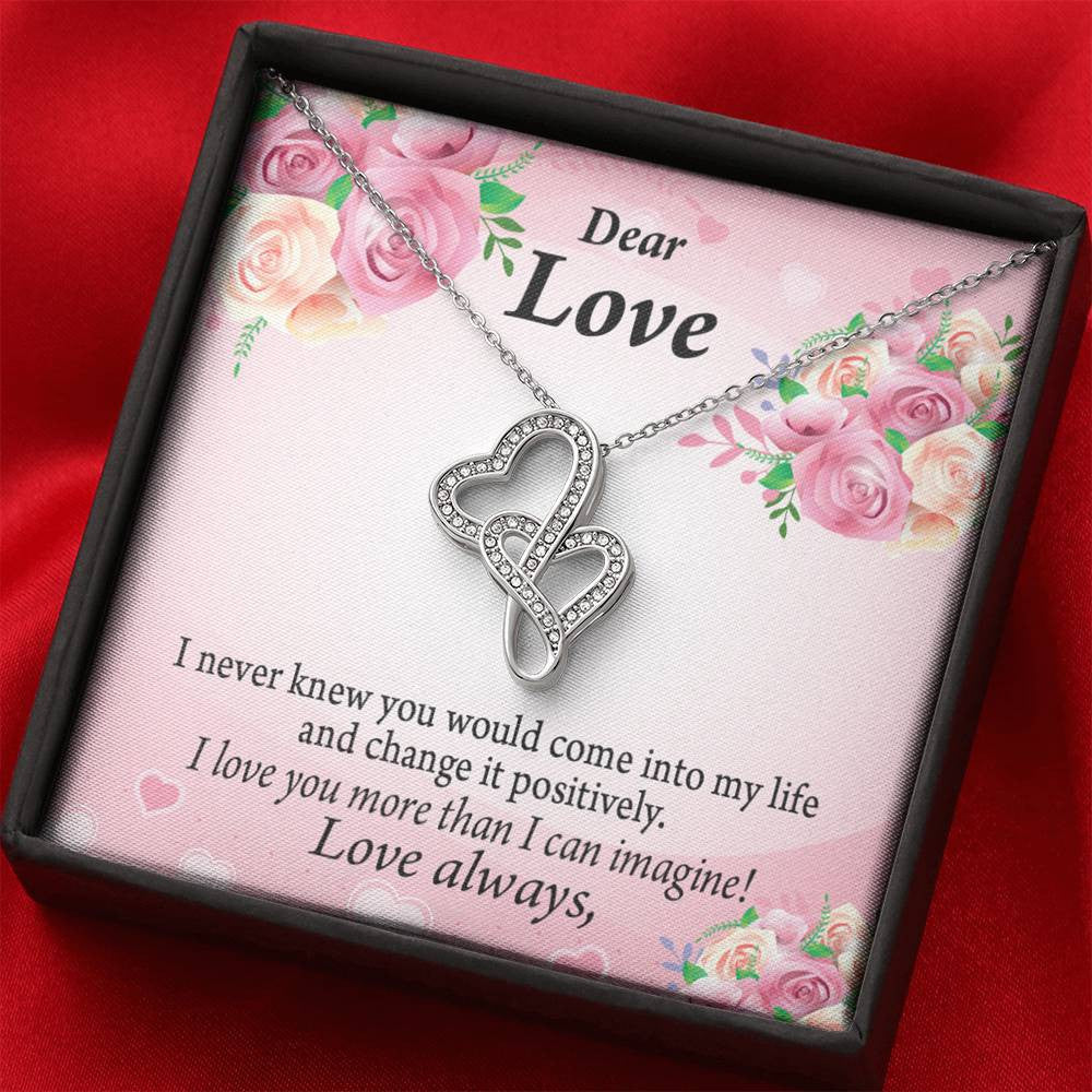 To My Partner My Words To You Twin Hearts Necklace Cz Eternal Bond Pendant From Son Daughter Gift Anniversary Birthday Graduation Mothers Day - Double Hearts Necklace