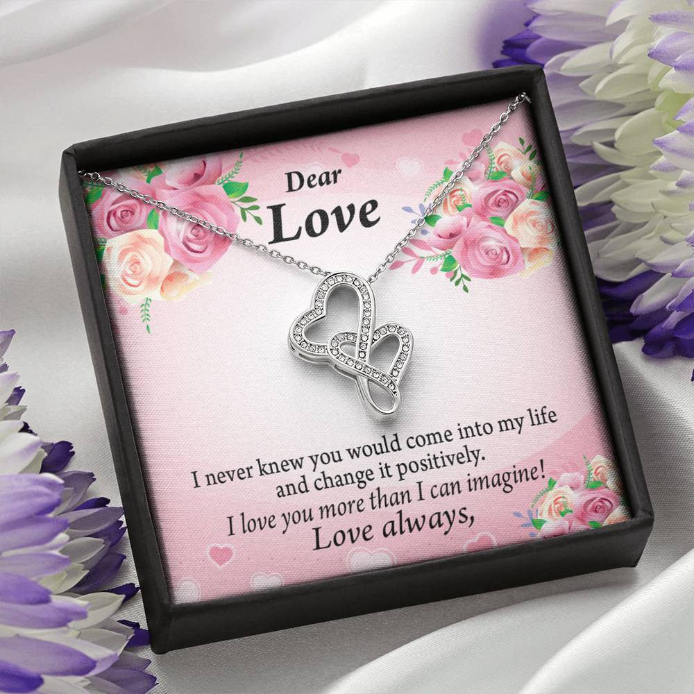 To My Partner My Words To You Twin Hearts Necklace Cz Eternal Bond Pendant From Son Daughter Gift Anniversary Birthday Graduation Mothers Day - Double Hearts Necklace