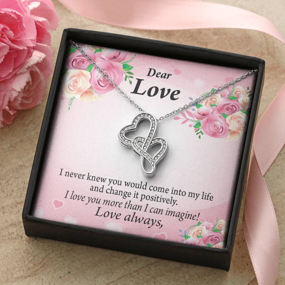 To My Partner My Words To You Twin Hearts Necklace Cz Eternal Bond Pendant From Son Daughter Gift Anniversary Birthday Graduation Mothers Day - Double Hearts Necklace