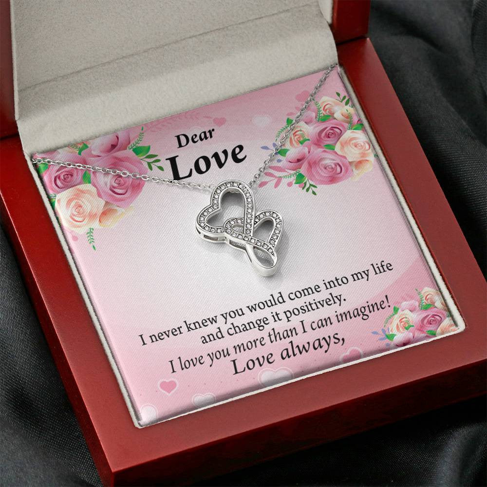 To My Partner My Words To You Twin Hearts Necklace Cz Eternal Bond Pendant From Son Daughter Gift Anniversary Birthday Graduation Mothers Day - Double Hearts Necklace