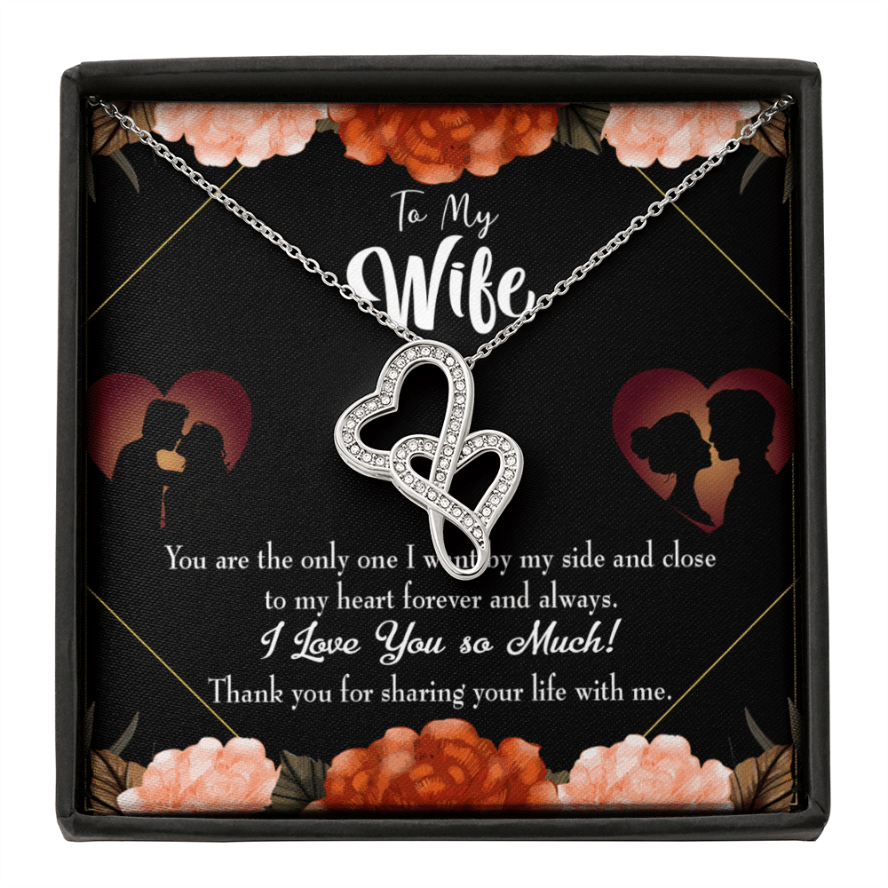 To My Wife By My Side Twin Hearts Necklace Cz Eternal Bond Pendant From Son Daughter Gift Anniversary Birthday Graduation Mothers Day - Double Hearts Necklace