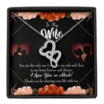 To My Wife By My Side Twin Hearts Necklace Cz Eternal Bond Pendant From Son Daughter Gift Anniversary Birthday Graduation Mothers Day - Double Hearts Necklace