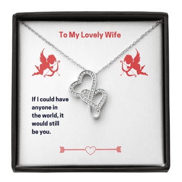 To My Lovely Wife (Valentine'S) Twin Hearts Necklace Cz Eternal Bond Pendant From Son Daughter Gift Anniversary Birthday Graduation Mothers Day - Double Hearts Necklace