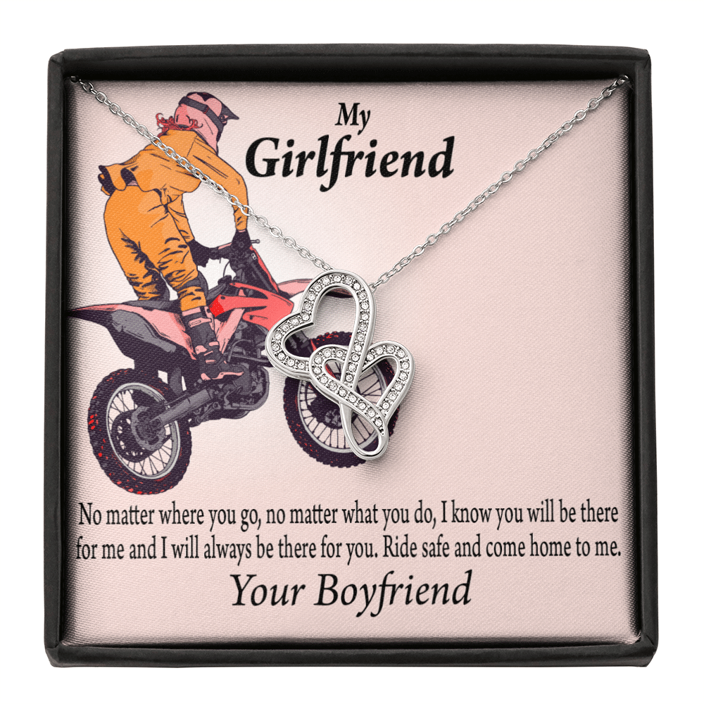 To My Girlfriend Always Find Your Way Back To Me Double Hearts Necklace Message Card From Son Daughter Gift Anniversary Birthday Graduation Mothers Day - Double Hearts Necklace