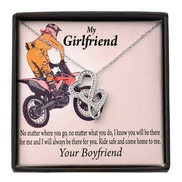 To My Girlfriend Always Find Your Way Back To Me Double Hearts Necklace Message Card From Son Daughter Gift Anniversary Birthday Graduation Mothers Day - Double Hearts Necklace