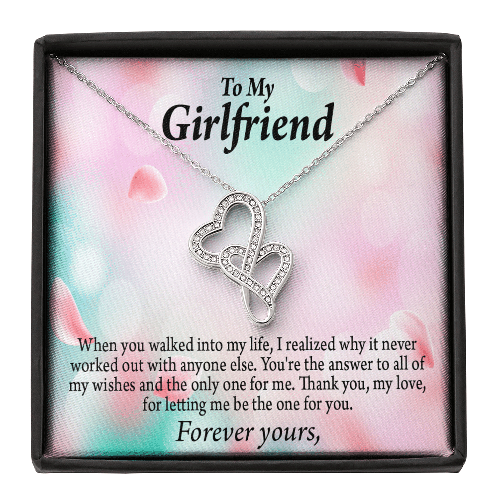 To My Girlfriend You'Re Meant For Me Twin Hearts Necklace Cz Eternal Bond Pendant From Son Daughter Gift Anniversary Birthday Graduation Mothers Day - Double Hearts Necklace