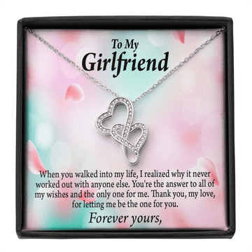To My Girlfriend You'Re Meant For Me Twin Hearts Necklace Cz Eternal Bond Pendant From Son Daughter Gift Anniversary Birthday Graduation Mothers Day - Double Hearts Necklace