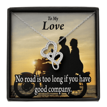 To My Wife Girlfriend Enjoy The Ride Double Hearts Necklace Message Card From Son Daughter Gift Anniversary Birthday Graduation Mothers Day - Double Hearts Necklace