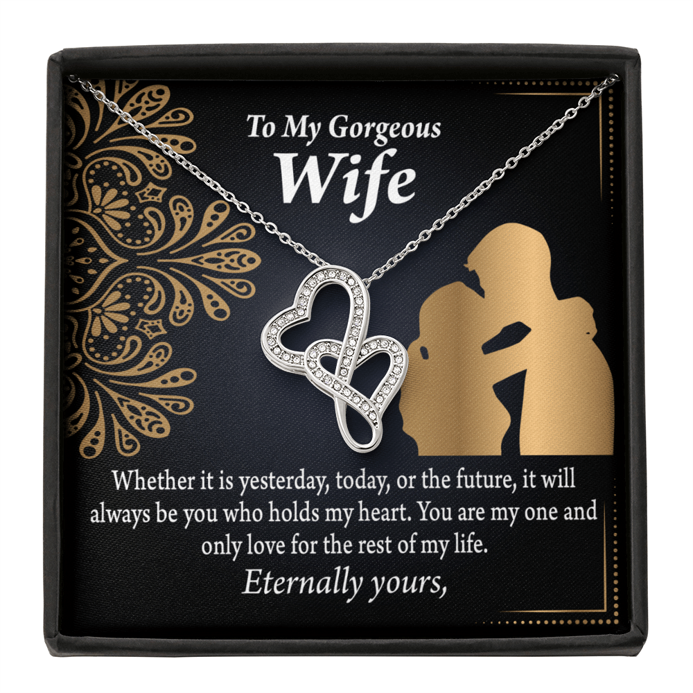To My Wife It'S Always Been You Twin Hearts Necklace Cz Eternal Bond Pendant From Son Daughter Gift Anniversary Birthday Graduation Mothers Day - Double Hearts Necklace