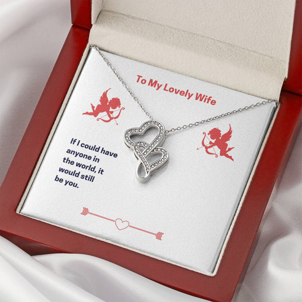 To My Lovely Wife (Valentine'S) Twin Hearts Necklace Cz Eternal Bond Pendant From Son Daughter Gift Anniversary Birthday Graduation Mothers Day - Double Hearts Necklace