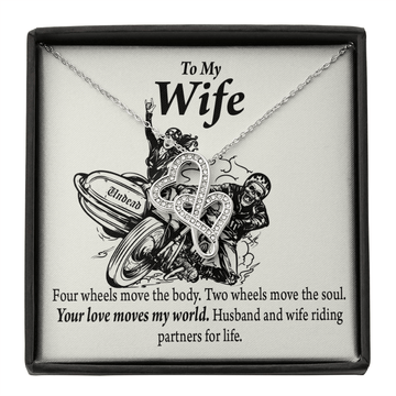 To My Wife Your Love Moves My World Double Hearts Necklace Message Card From Son Daughter Gift Anniversary Birthday Graduation Mothers Day - Double Hearts Necklace