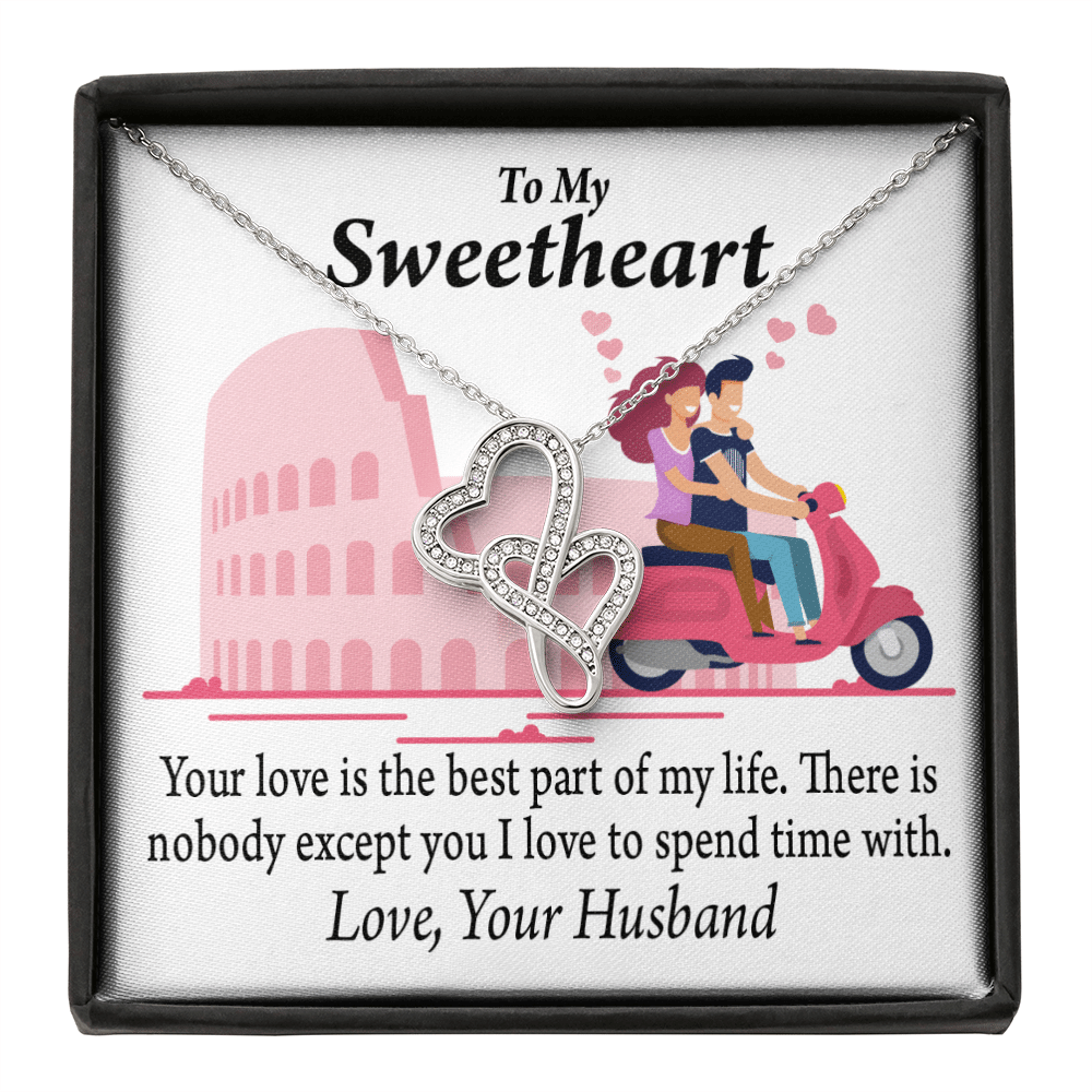 To My Wife Best Part Of My Life Double Hearts Necklace Message Card From Son Daughter Gift Anniversary Birthday Graduation Mothers Day - Double Hearts Necklace