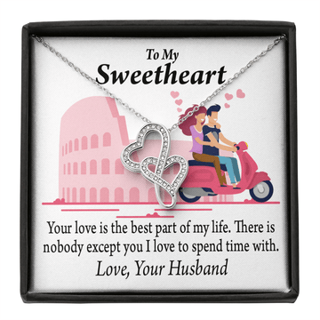 To My Wife Best Part Of My Life Double Hearts Necklace Message Card From Son Daughter Gift Anniversary Birthday Graduation Mothers Day - Double Hearts Necklace