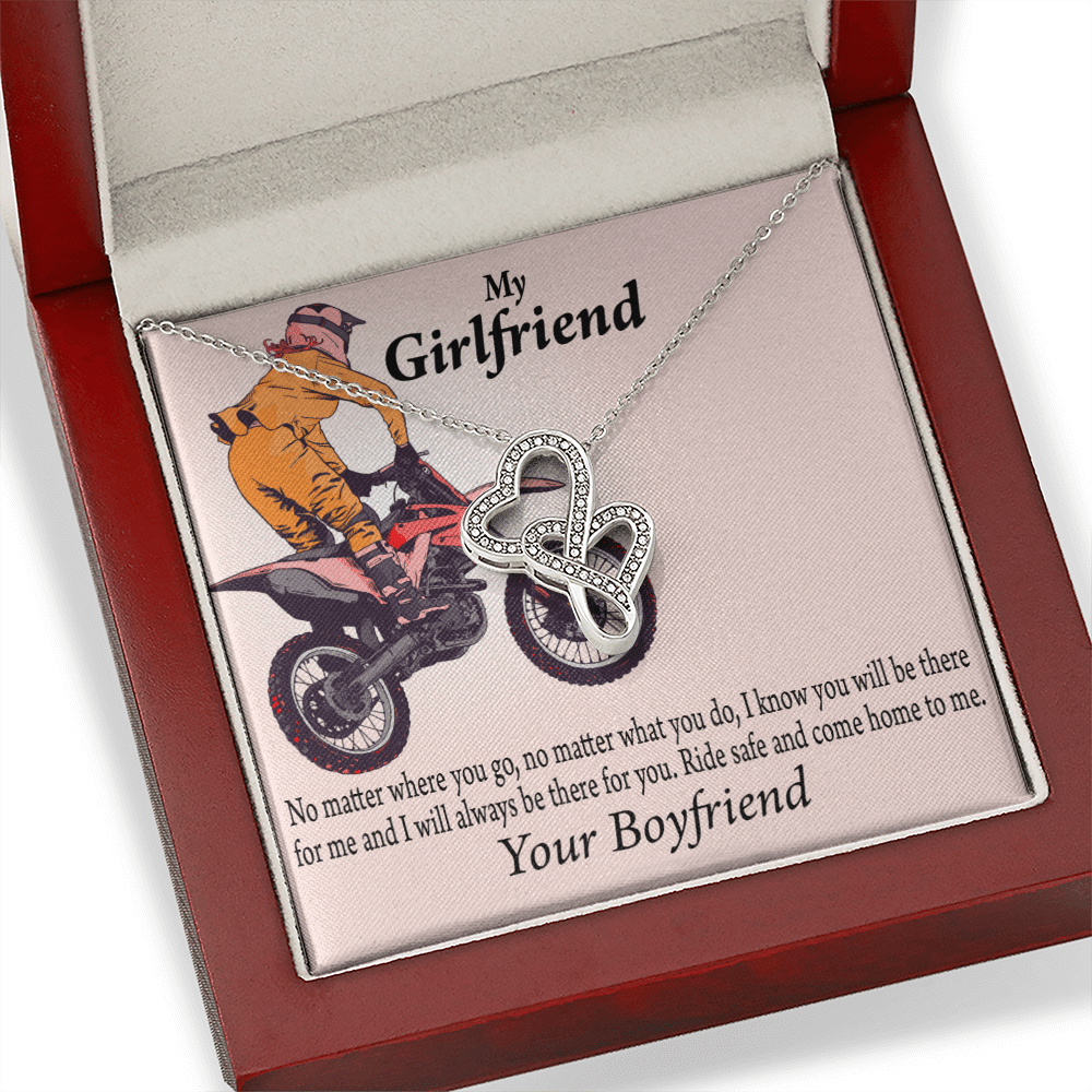 To My Girlfriend Always Find Your Way Back To Me Double Hearts Necklace Message Card From Son Daughter Gift Anniversary Birthday Graduation Mothers Day - Double Hearts Necklace