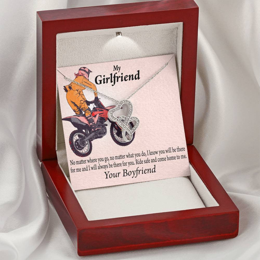 To My Girlfriend Always Find Your Way Back To Me Double Hearts Necklace Message Card From Son Daughter Gift Anniversary Birthday Graduation Mothers Day - Double Hearts Necklace
