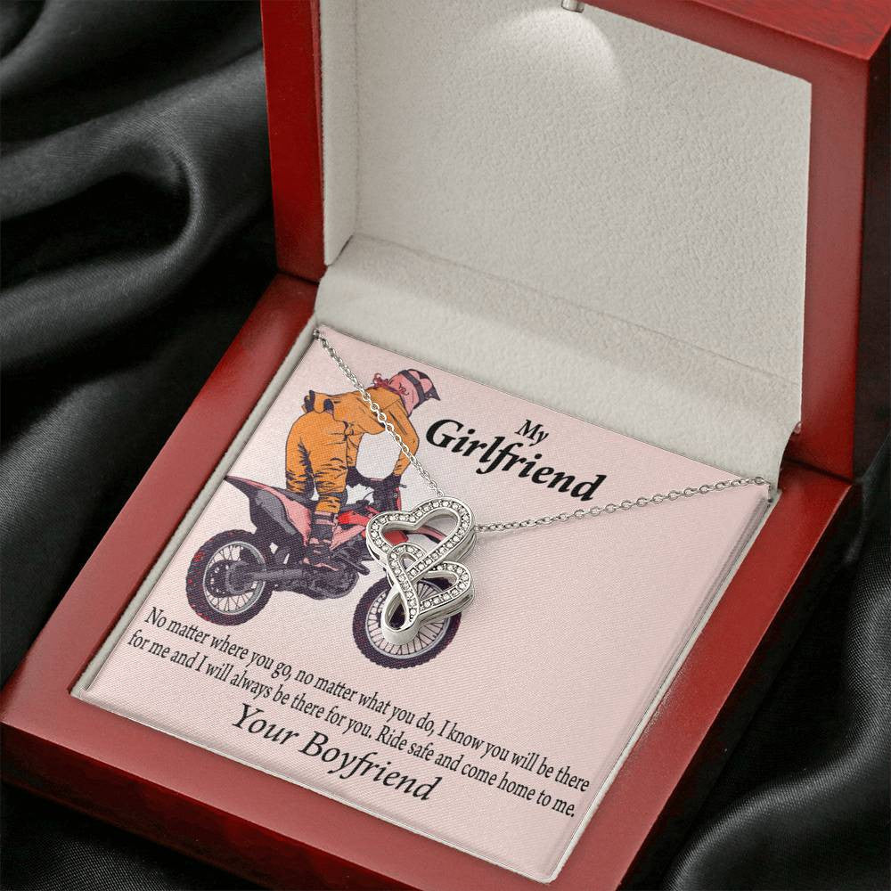 To My Girlfriend Always Find Your Way Back To Me Double Hearts Necklace Message Card From Son Daughter Gift Anniversary Birthday Graduation Mothers Day - Double Hearts Necklace