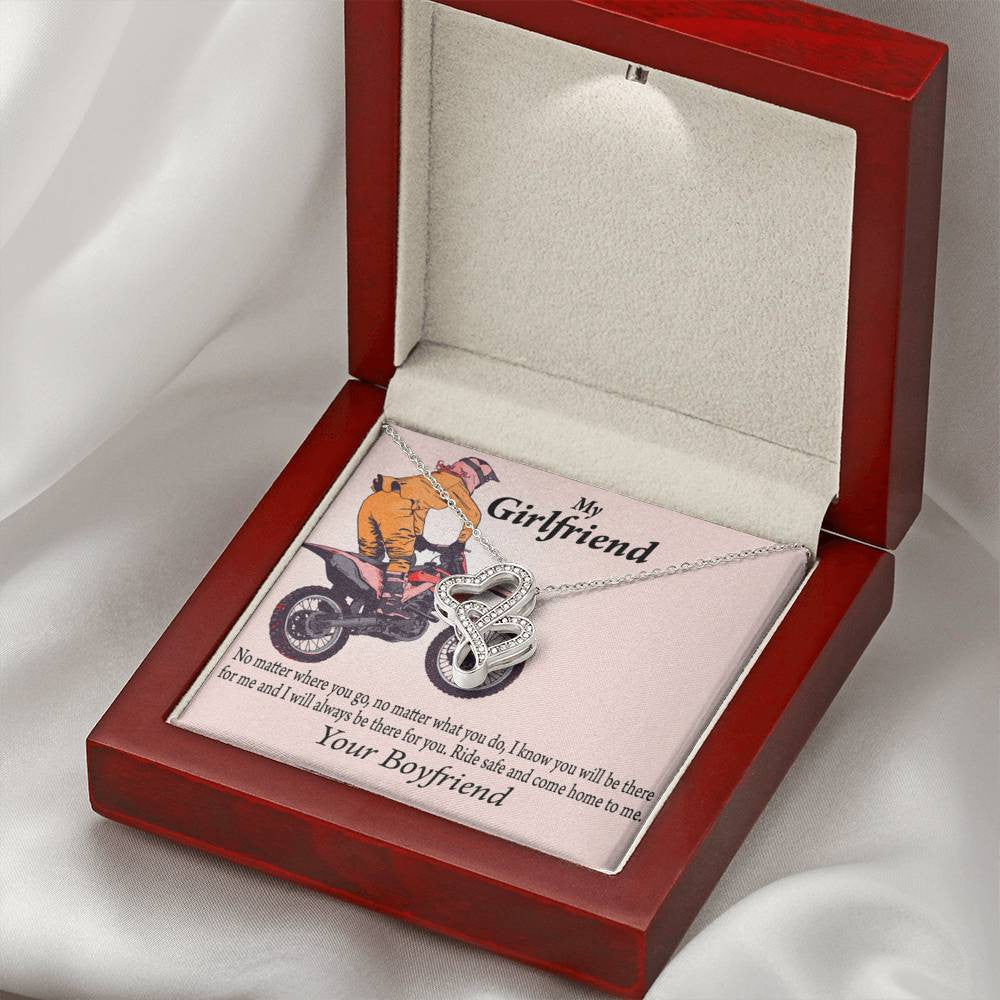 To My Girlfriend Always Find Your Way Back To Me Double Hearts Necklace Message Card From Son Daughter Gift Anniversary Birthday Graduation Mothers Day - Double Hearts Necklace