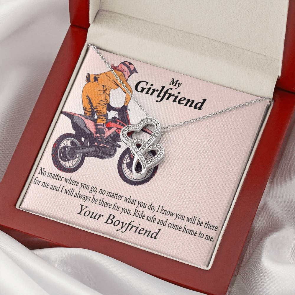 To My Girlfriend Always Find Your Way Back To Me Double Hearts Necklace Message Card From Son Daughter Gift Anniversary Birthday Graduation Mothers Day - Double Hearts Necklace