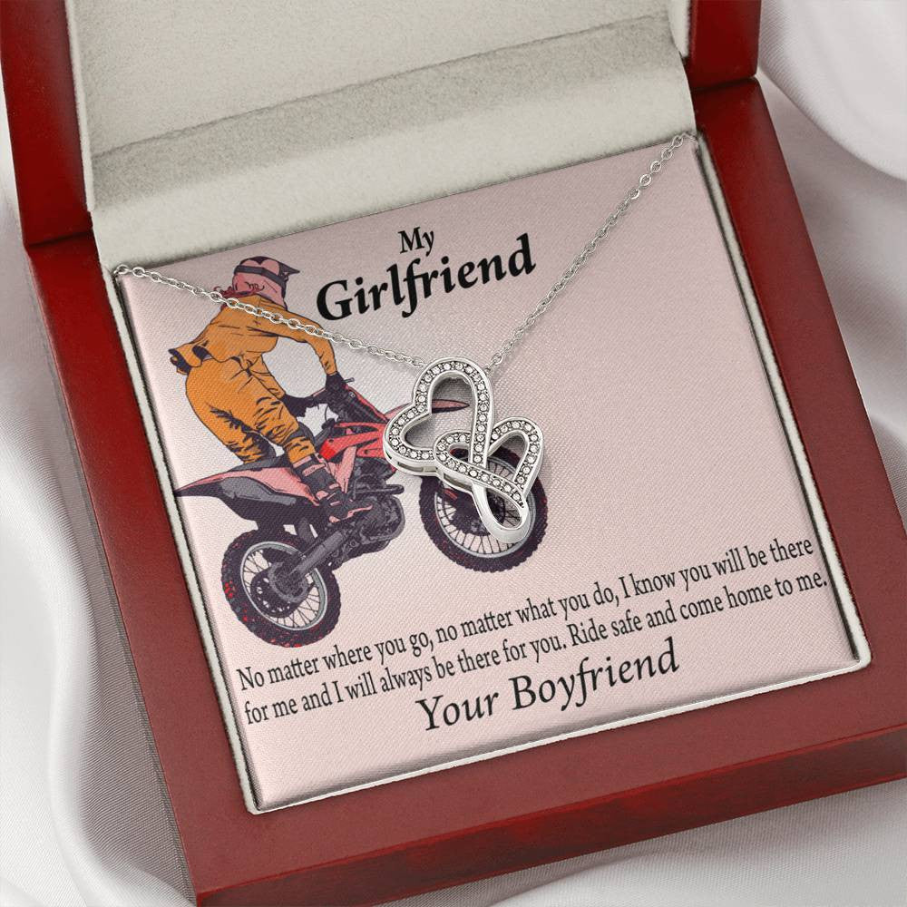 To My Girlfriend Always Find Your Way Back To Me Double Hearts Necklace Message Card From Son Daughter Gift Anniversary Birthday Graduation Mothers Day - Double Hearts Necklace
