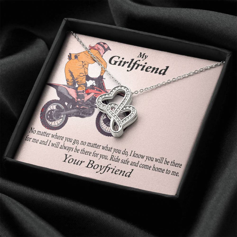 To My Girlfriend Always Find Your Way Back To Me Double Hearts Necklace Message Card From Son Daughter Gift Anniversary Birthday Graduation Mothers Day - Double Hearts Necklace