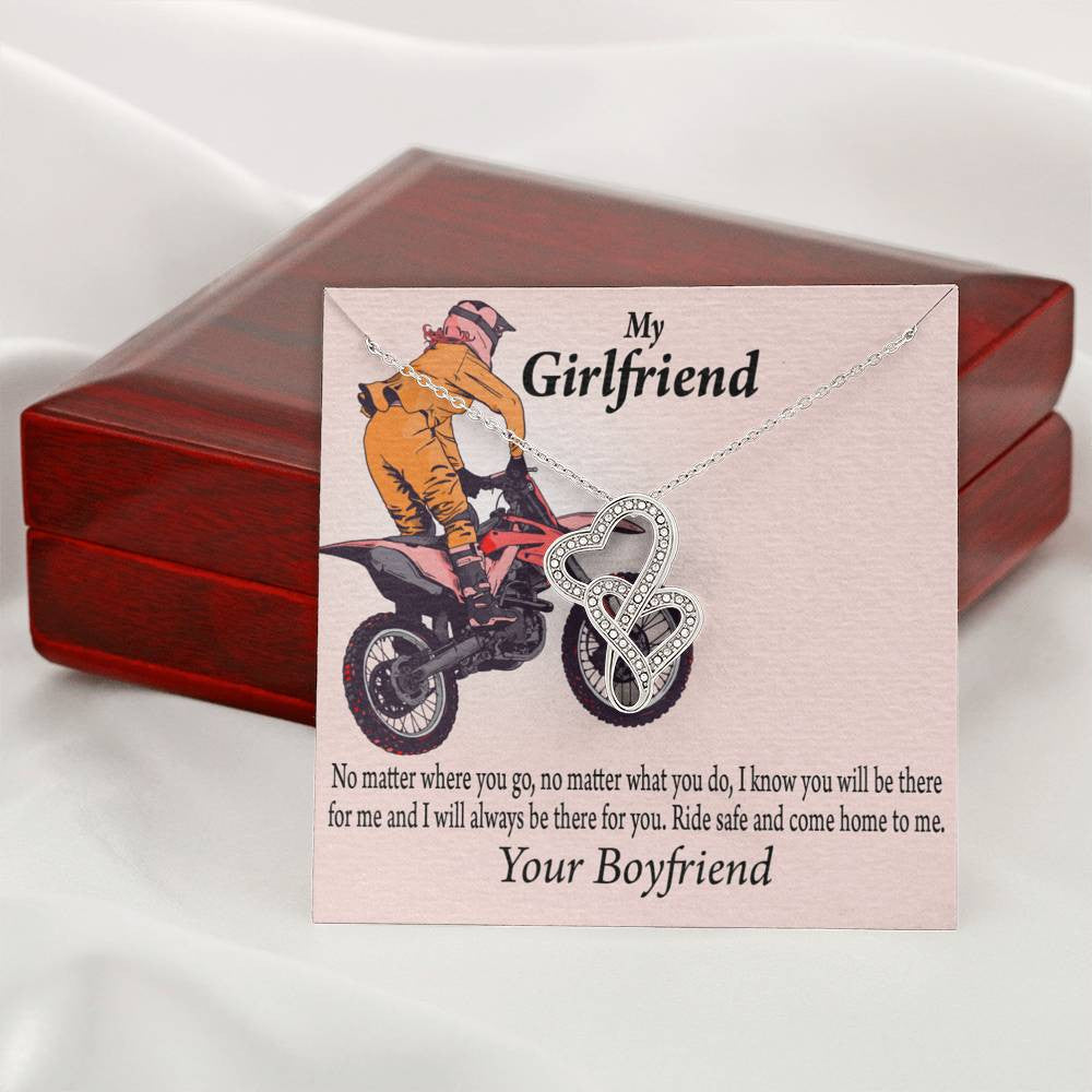 To My Girlfriend Always Find Your Way Back To Me Double Hearts Necklace Message Card From Son Daughter Gift Anniversary Birthday Graduation Mothers Day - Double Hearts Necklace
