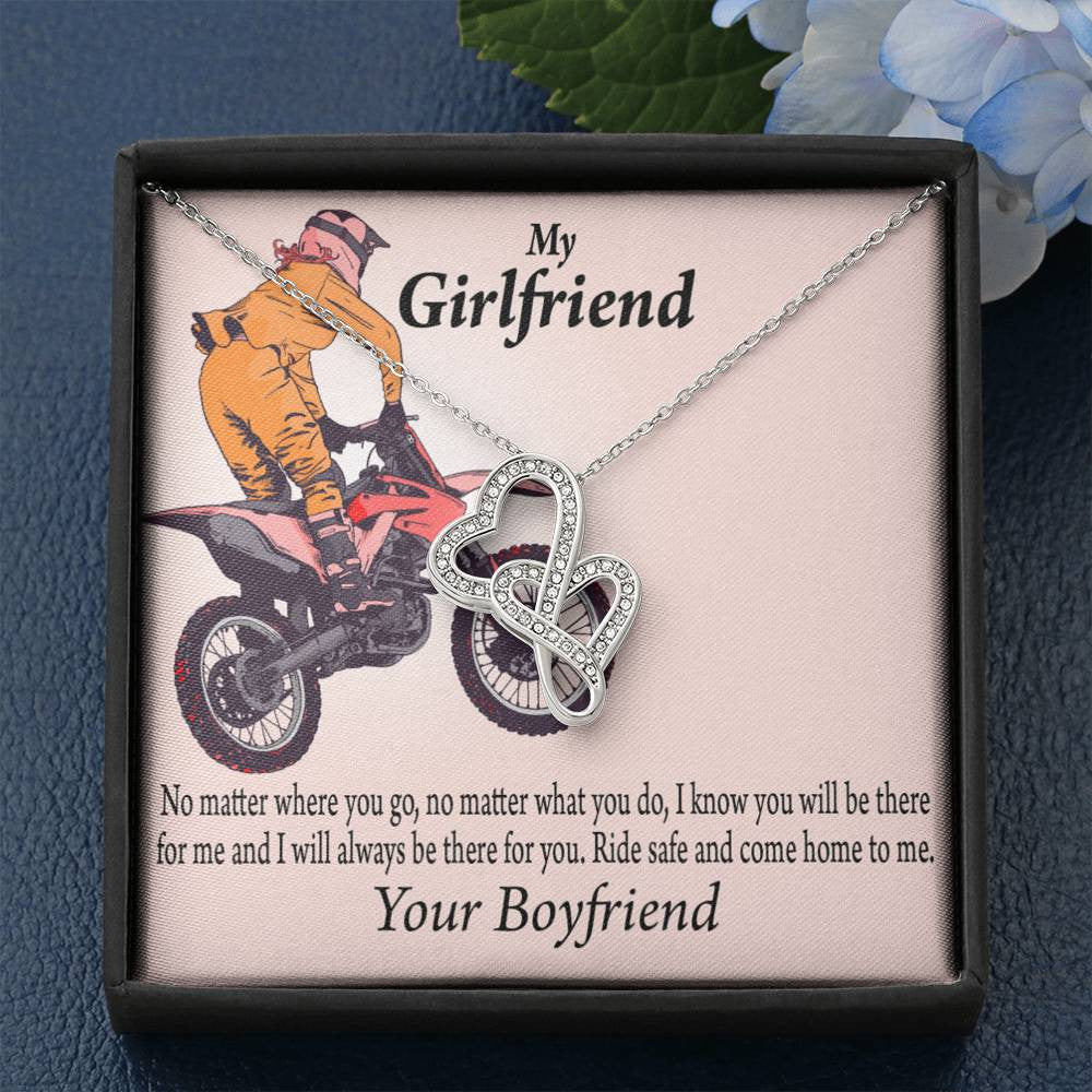To My Girlfriend Always Find Your Way Back To Me Double Hearts Necklace Message Card From Son Daughter Gift Anniversary Birthday Graduation Mothers Day - Double Hearts Necklace