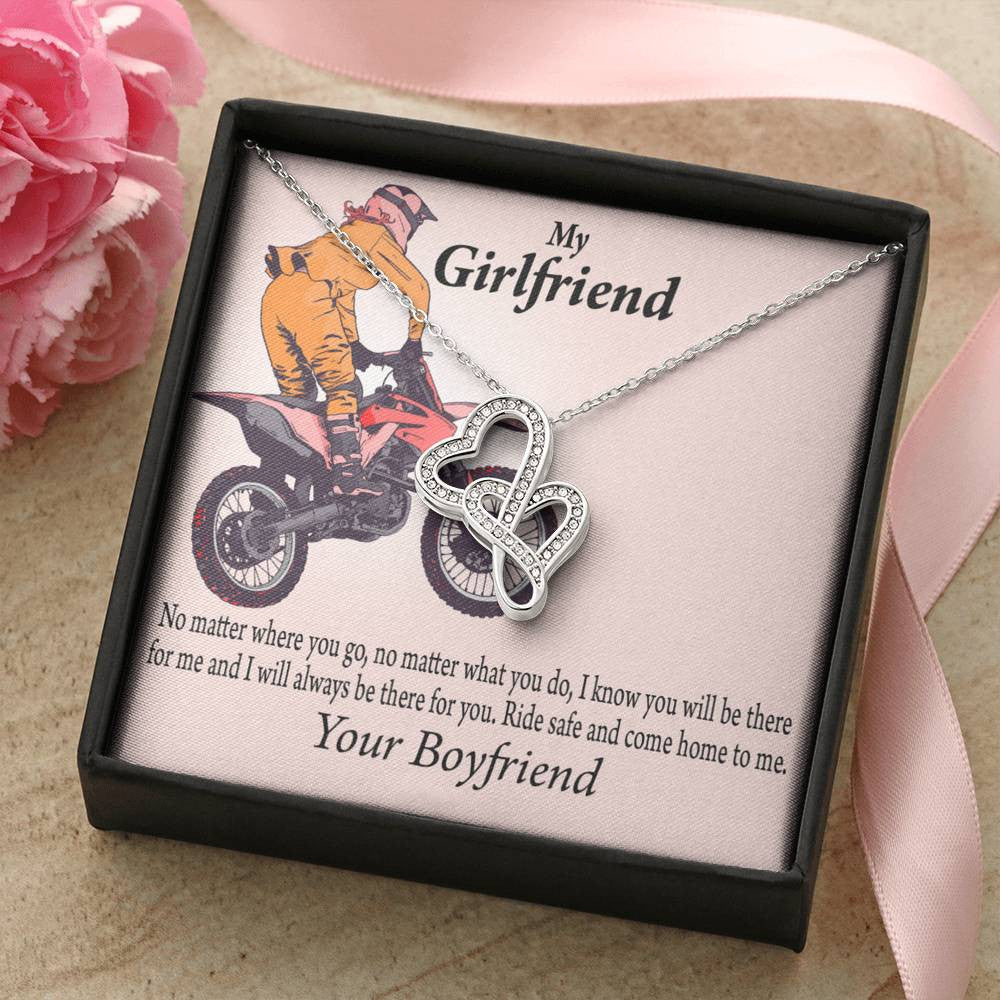 To My Girlfriend Always Find Your Way Back To Me Double Hearts Necklace Message Card From Son Daughter Gift Anniversary Birthday Graduation Mothers Day - Double Hearts Necklace