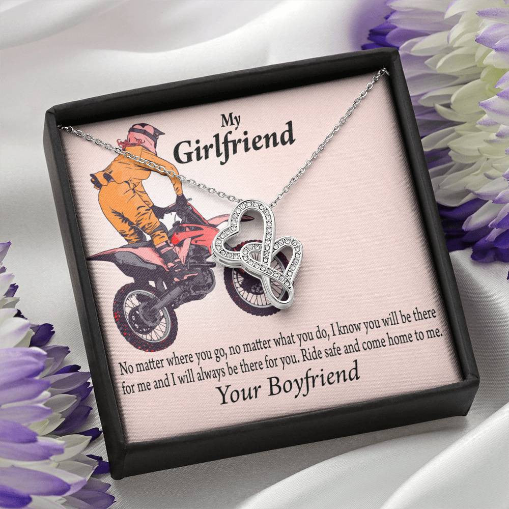 To My Girlfriend Always Find Your Way Back To Me Double Hearts Necklace Message Card From Son Daughter Gift Anniversary Birthday Graduation Mothers Day - Double Hearts Necklace