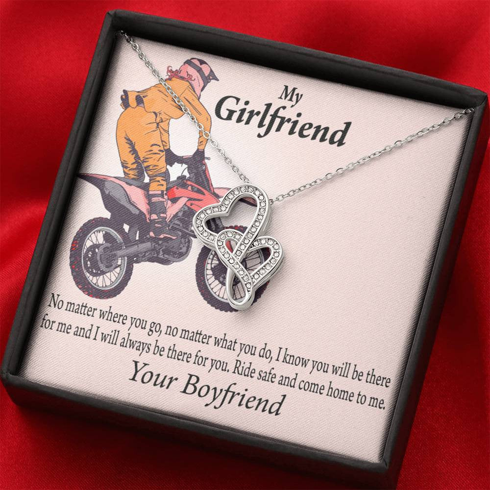 To My Girlfriend Always Find Your Way Back To Me Double Hearts Necklace Message Card From Son Daughter Gift Anniversary Birthday Graduation Mothers Day - Double Hearts Necklace