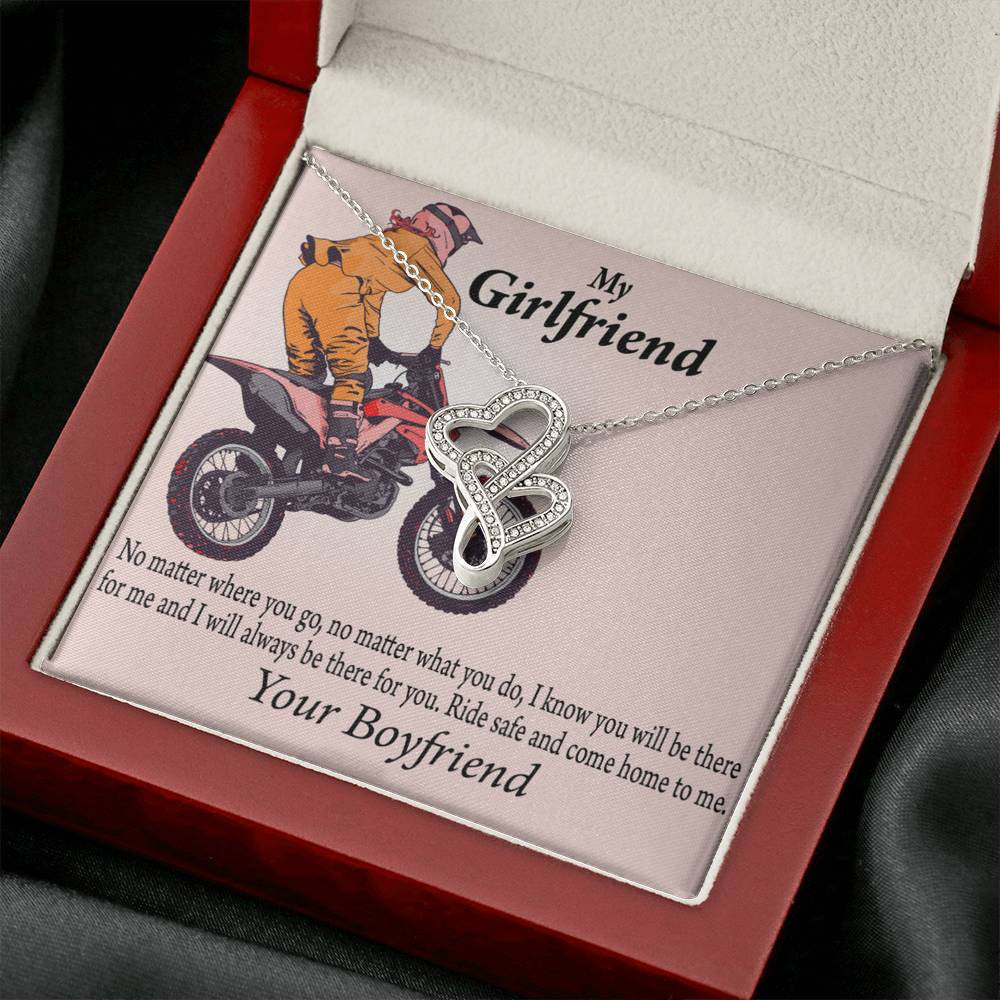 To My Girlfriend Always Find Your Way Back To Me Double Hearts Necklace Message Card From Son Daughter Gift Anniversary Birthday Graduation Mothers Day - Double Hearts Necklace