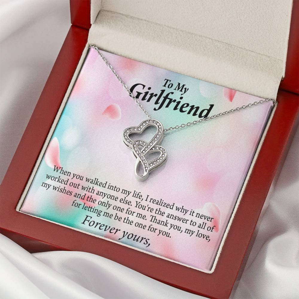To My Girlfriend You'Re Meant For Me Twin Hearts Necklace Cz Eternal Bond Pendant From Son Daughter Gift Anniversary Birthday Graduation Mothers Day - Double Hearts Necklace