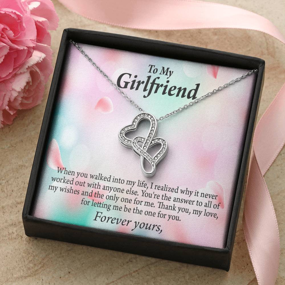 To My Girlfriend You'Re Meant For Me Twin Hearts Necklace Cz Eternal Bond Pendant From Son Daughter Gift Anniversary Birthday Graduation Mothers Day - Double Hearts Necklace
