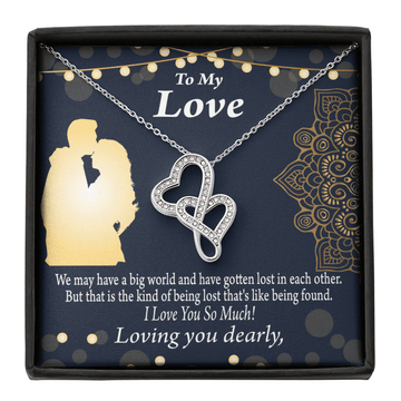 To My Partner Lost In Your Love Twin Hearts Necklace Cz Eternal Bond Pendant From Son Daughter Gift Anniversary Birthday Graduation Mothers Day - Double Hearts Necklace