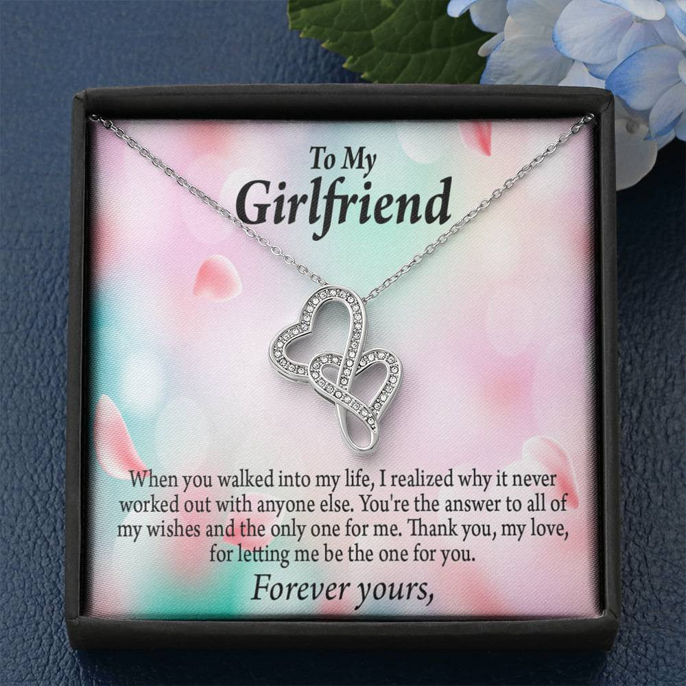 To My Girlfriend You'Re Meant For Me Twin Hearts Necklace Cz Eternal Bond Pendant From Son Daughter Gift Anniversary Birthday Graduation Mothers Day - Double Hearts Necklace