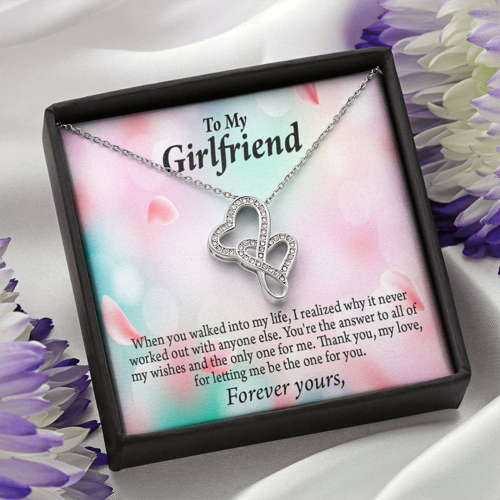 To My Girlfriend You'Re Meant For Me Twin Hearts Necklace Cz Eternal Bond Pendant From Son Daughter Gift Anniversary Birthday Graduation Mothers Day - Double Hearts Necklace
