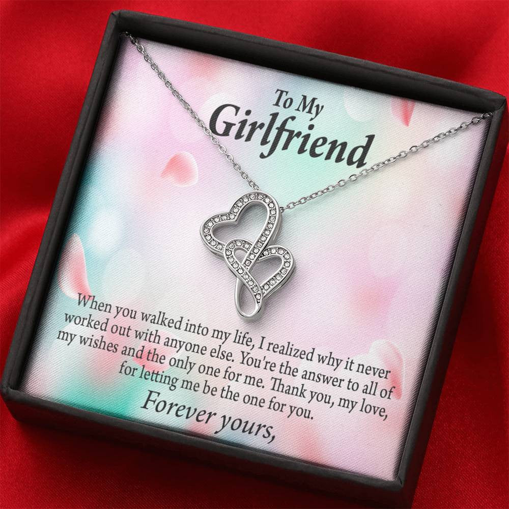 To My Girlfriend You'Re Meant For Me Twin Hearts Necklace Cz Eternal Bond Pendant From Son Daughter Gift Anniversary Birthday Graduation Mothers Day - Double Hearts Necklace
