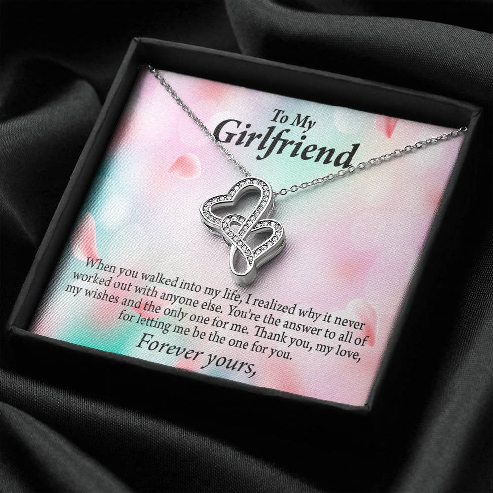 To My Girlfriend You'Re Meant For Me Twin Hearts Necklace Cz Eternal Bond Pendant From Son Daughter Gift Anniversary Birthday Graduation Mothers Day - Double Hearts Necklace