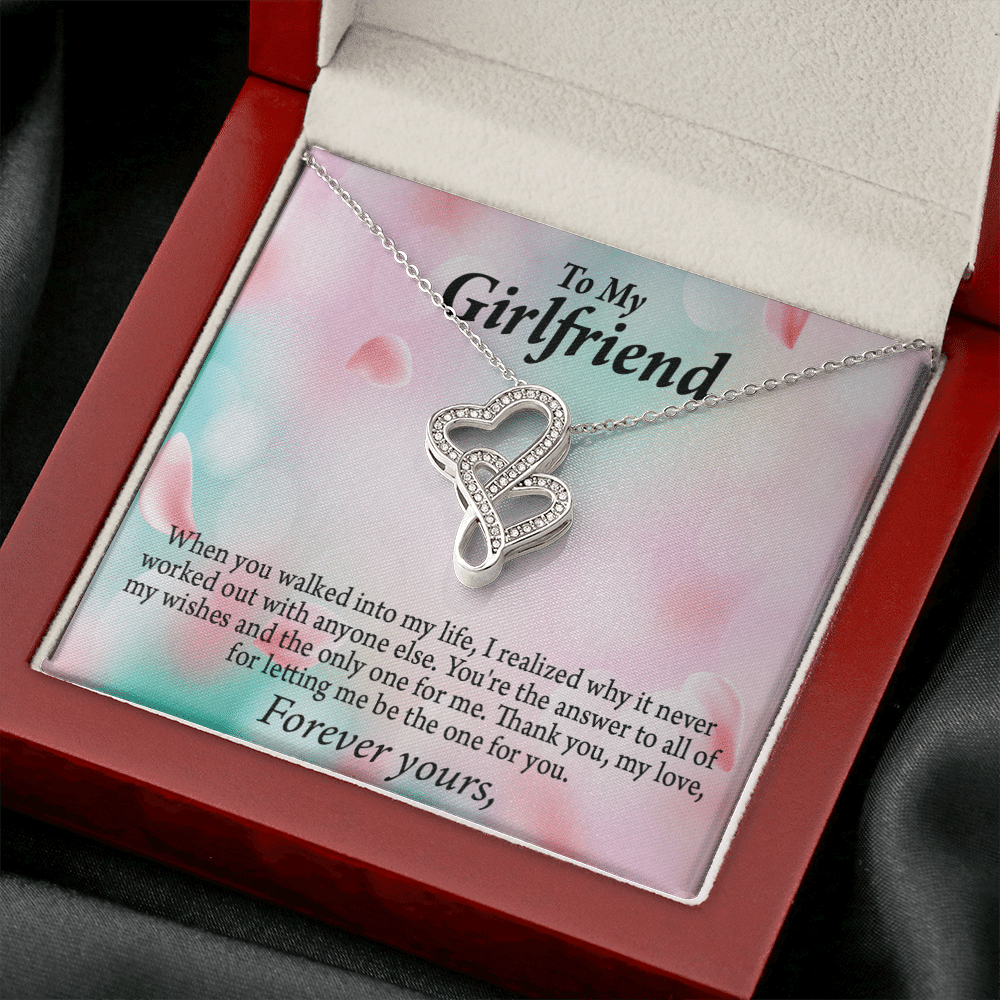 To My Girlfriend You'Re Meant For Me Twin Hearts Necklace Cz Eternal Bond Pendant From Son Daughter Gift Anniversary Birthday Graduation Mothers Day - Double Hearts Necklace