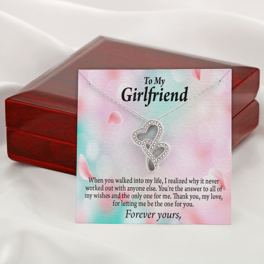 To My Girlfriend You'Re Meant For Me Twin Hearts Necklace Cz Eternal Bond Pendant From Son Daughter Gift Anniversary Birthday Graduation Mothers Day - Double Hearts Necklace