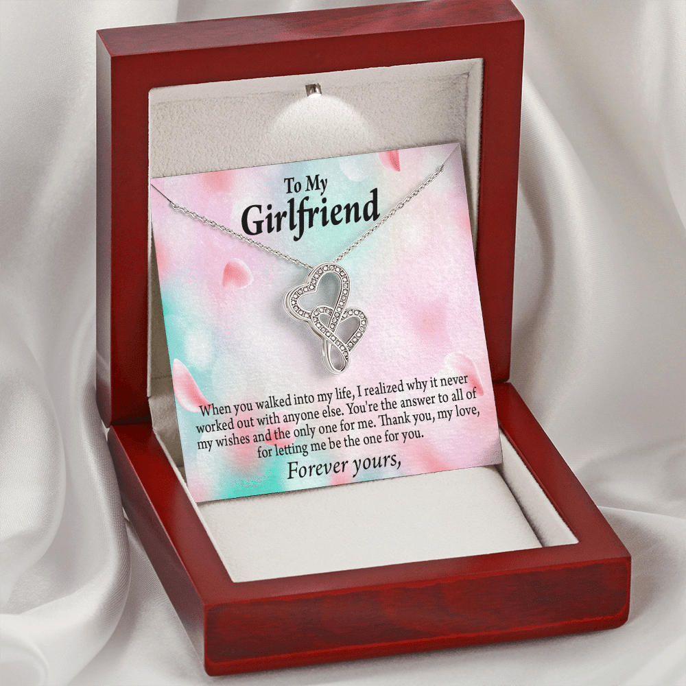 To My Girlfriend You'Re Meant For Me Twin Hearts Necklace Cz Eternal Bond Pendant From Son Daughter Gift Anniversary Birthday Graduation Mothers Day - Double Hearts Necklace