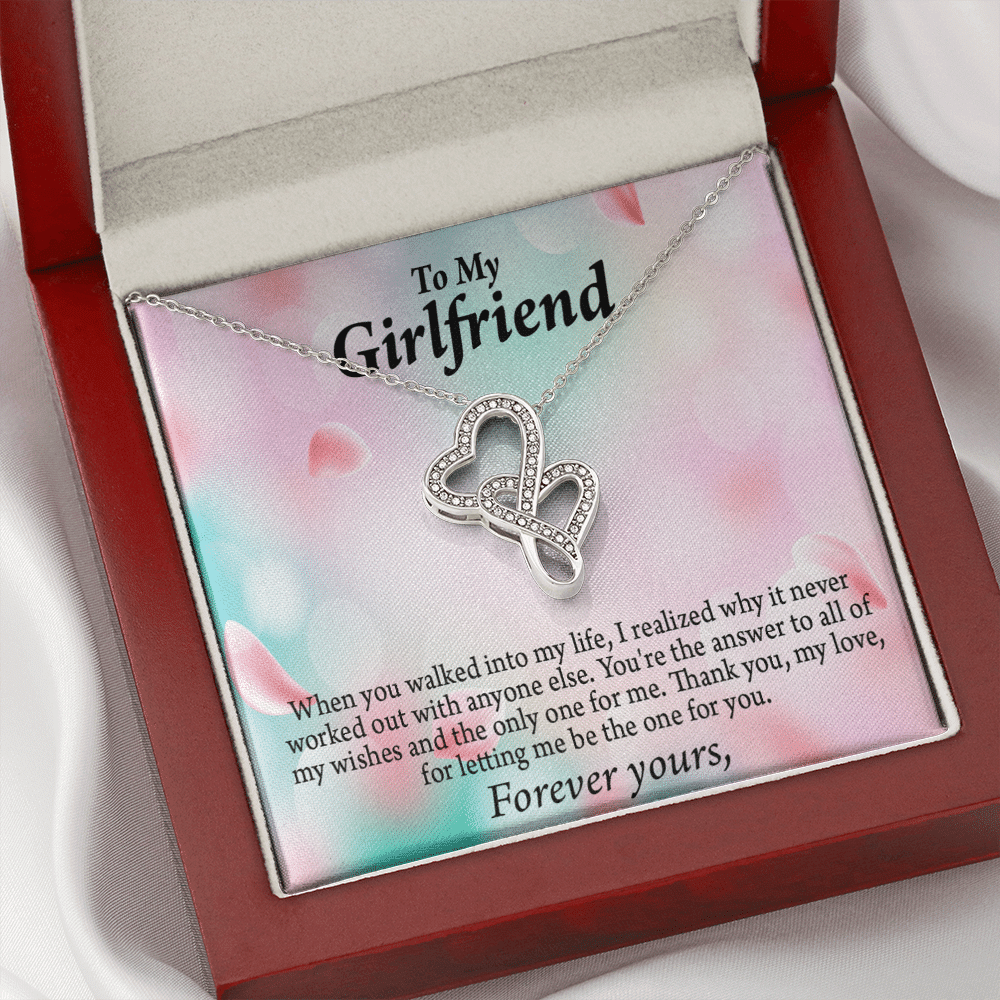 To My Girlfriend You'Re Meant For Me Twin Hearts Necklace Cz Eternal Bond Pendant From Son Daughter Gift Anniversary Birthday Graduation Mothers Day - Double Hearts Necklace