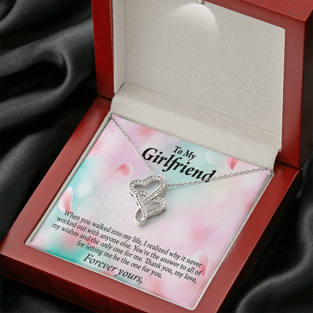 To My Girlfriend You'Re Meant For Me Twin Hearts Necklace Cz Eternal Bond Pendant From Son Daughter Gift Anniversary Birthday Graduation Mothers Day - Double Hearts Necklace