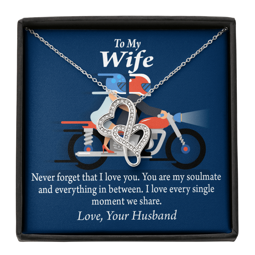 To My Wife Love You With All My Heart Double Hearts Necklace Message Card From Son Daughter Gift Anniversary Birthday Graduation Mothers Day - Double Hearts Necklace