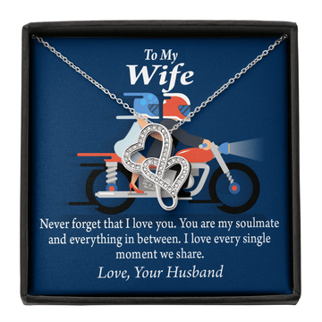 To My Wife Love You With All My Heart Double Hearts Necklace Message Card From Son Daughter Gift Anniversary Birthday Graduation Mothers Day - Double Hearts Necklace