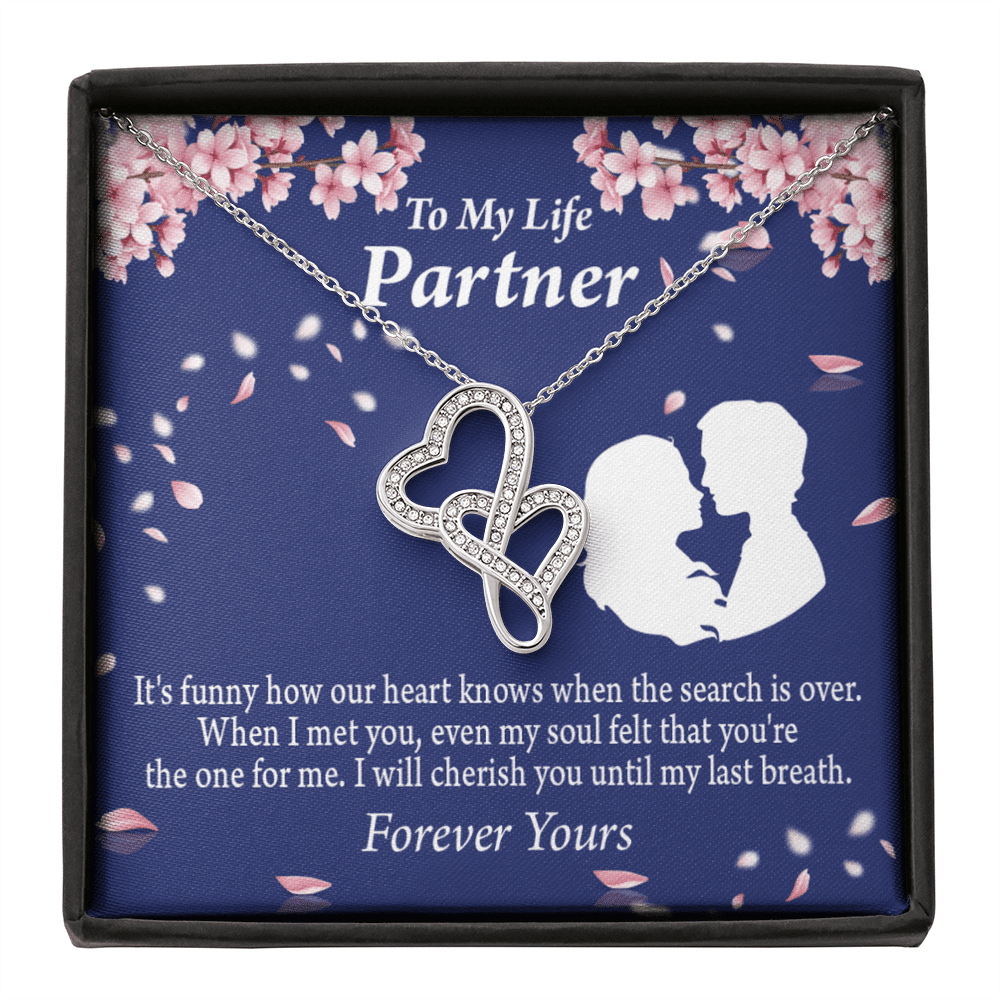 To My Partner Search Is Over Twin Hearts Necklace Cz Eternal Bond Pendant From Son Daughter Gift Anniversary Birthday Graduation Mothers Day - Double Hearts Necklace