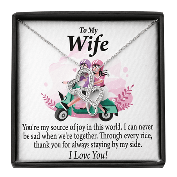 To My Wife Source Of Joy Double Hearts Necklace Message Card From Son Daughter Gift Anniversary Birthday Graduation Mothers Day - Double Hearts Necklace