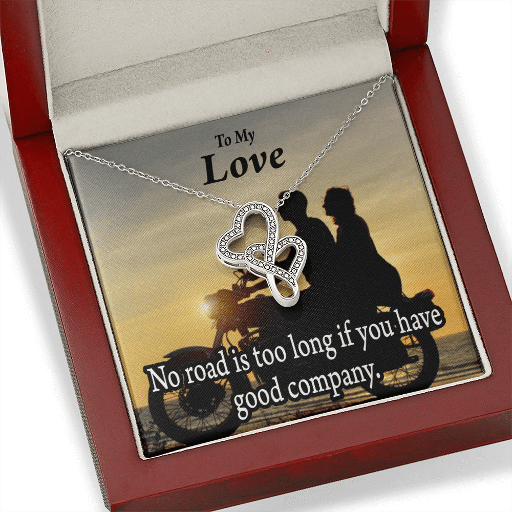 To My Wife Girlfriend Enjoy The Ride Double Hearts Necklace Message Card From Son Daughter Gift Anniversary Birthday Graduation Mothers Day - Double Hearts Necklace