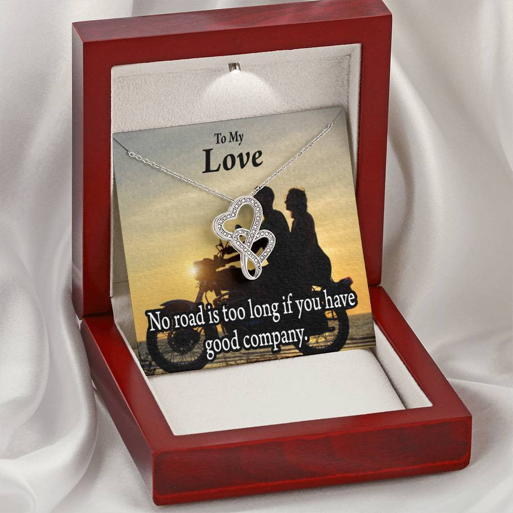 To My Wife Girlfriend Enjoy The Ride Double Hearts Necklace Message Card From Son Daughter Gift Anniversary Birthday Graduation Mothers Day - Double Hearts Necklace