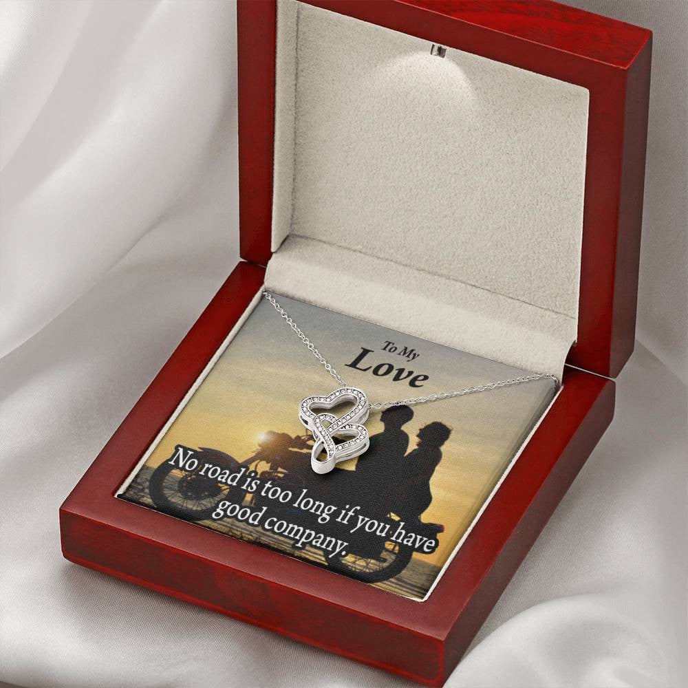 To My Wife Girlfriend Enjoy The Ride Double Hearts Necklace Message Card From Son Daughter Gift Anniversary Birthday Graduation Mothers Day - Double Hearts Necklace