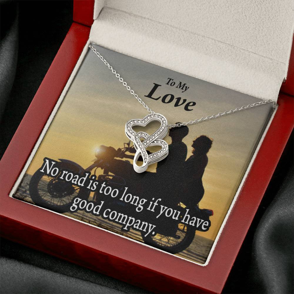 To My Wife Girlfriend Enjoy The Ride Double Hearts Necklace Message Card From Son Daughter Gift Anniversary Birthday Graduation Mothers Day - Double Hearts Necklace